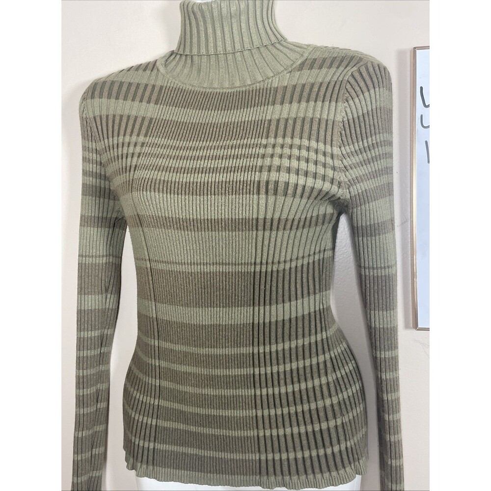Rue 21 Y2K Ribbed Turtleneck Pullover Top Size XL Minimalistic Classic Olive